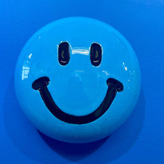 Jessica Elder, Light Blue Smiley Face - Original Wall Sculpture