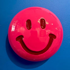 Jessica Elder, Magenta and Cherry Smiley Face - Original Wall Sculpture