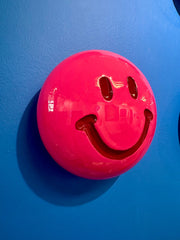 Jessica Elder, Magenta and Cherry Smiley Face - Original Wall Sculpture