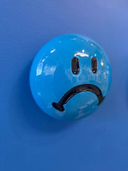 Jessica Elder, Cerulean Sad Face II - Original Wall Sculpture