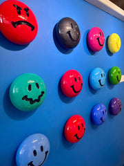 Jessica Elder, Magenta Smiley Face - Original Wall Sculpture